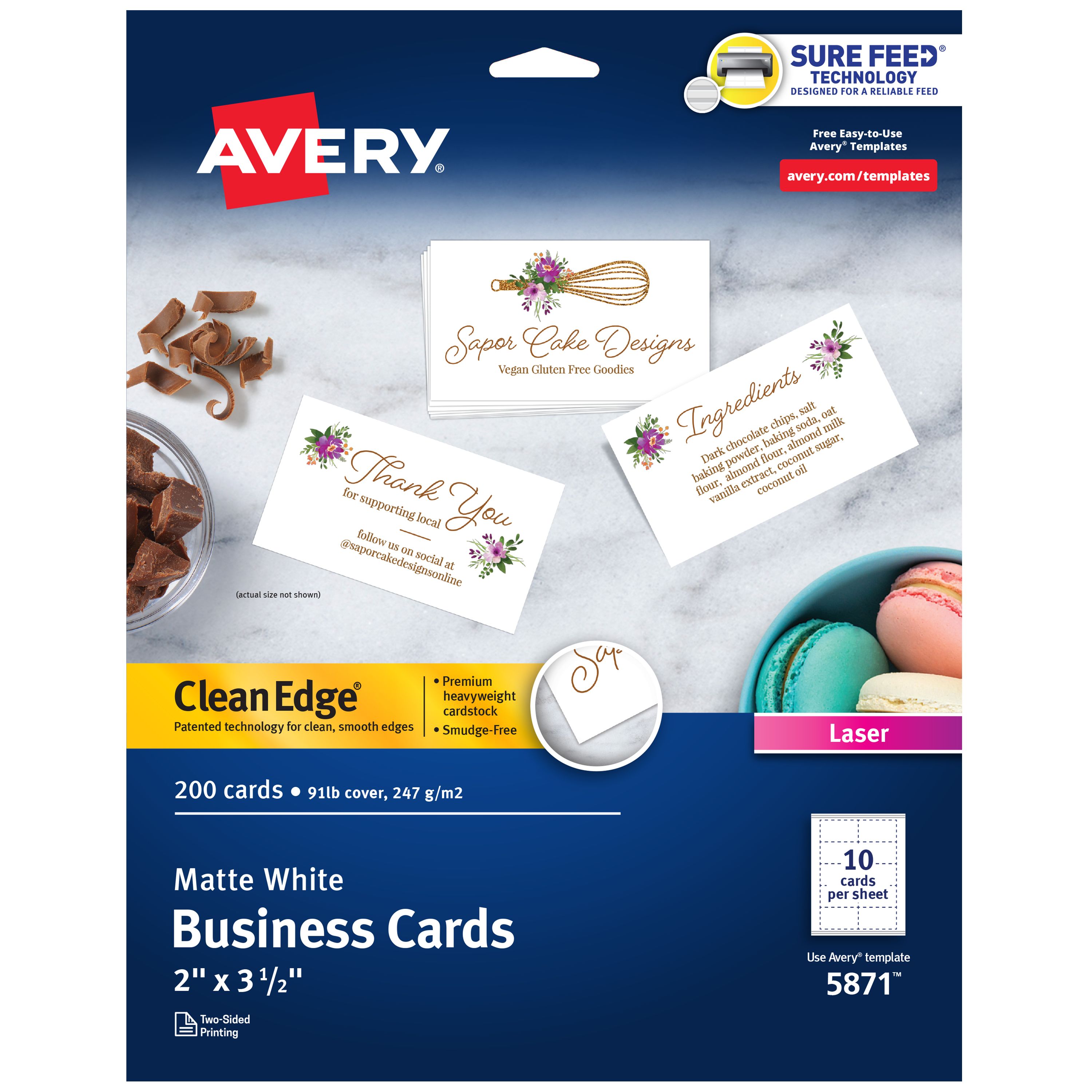 Clean Edge® Printable Business Cards, White 5871 | Avery